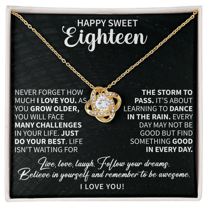 Happy sweet Eighteen Love Knot Necklace