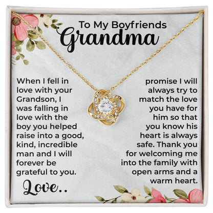 To My Boyfriend's Grandma Love Knot Necklace, Mothers day Gift Ideas for Boyfriend's Grandmother, Gifts for Boyfriend's Grandma, Grandparents Day, Thank You Gift