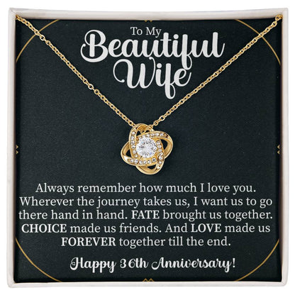 Happy 36th Anniversary Love Knot Necklace - 36th Anniversary gifts