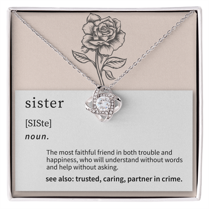 Sister Definition Love Knot Necklace