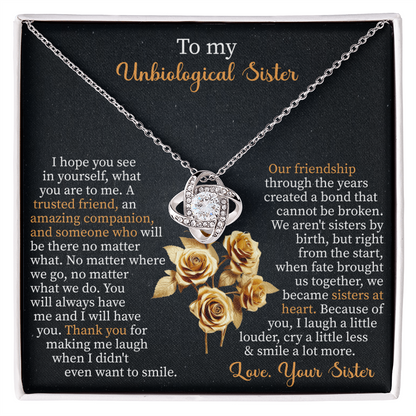 To my unbiological sister Love Knot Necklace