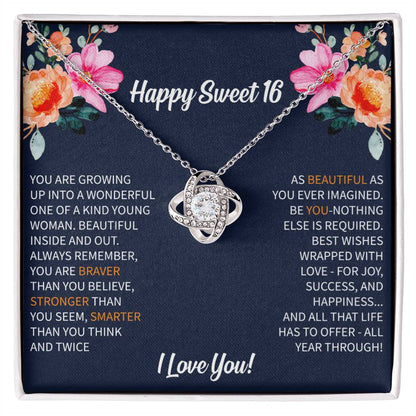Sweet 16 Necklace - Sweet Sixteen, Daughter, Granddaughter, Niece, Friend, Heartfelt Card & Jewelry Gift for 16th Birthday