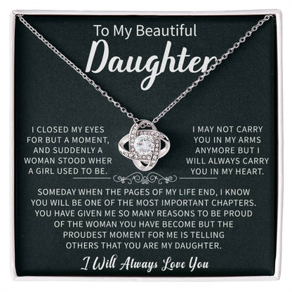 To my Beautiful Daughter Love Knot Necklace - Gifts for Beautiful Daughter