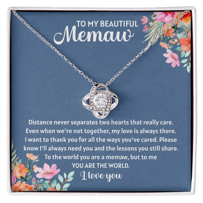 To my beautiful memaw Love Knot Necklace - The Perfect Gift for Your MeMaw - Necklace for Memaw, Memaw, Pendant, Granny Christmas Pendant, Grandmother