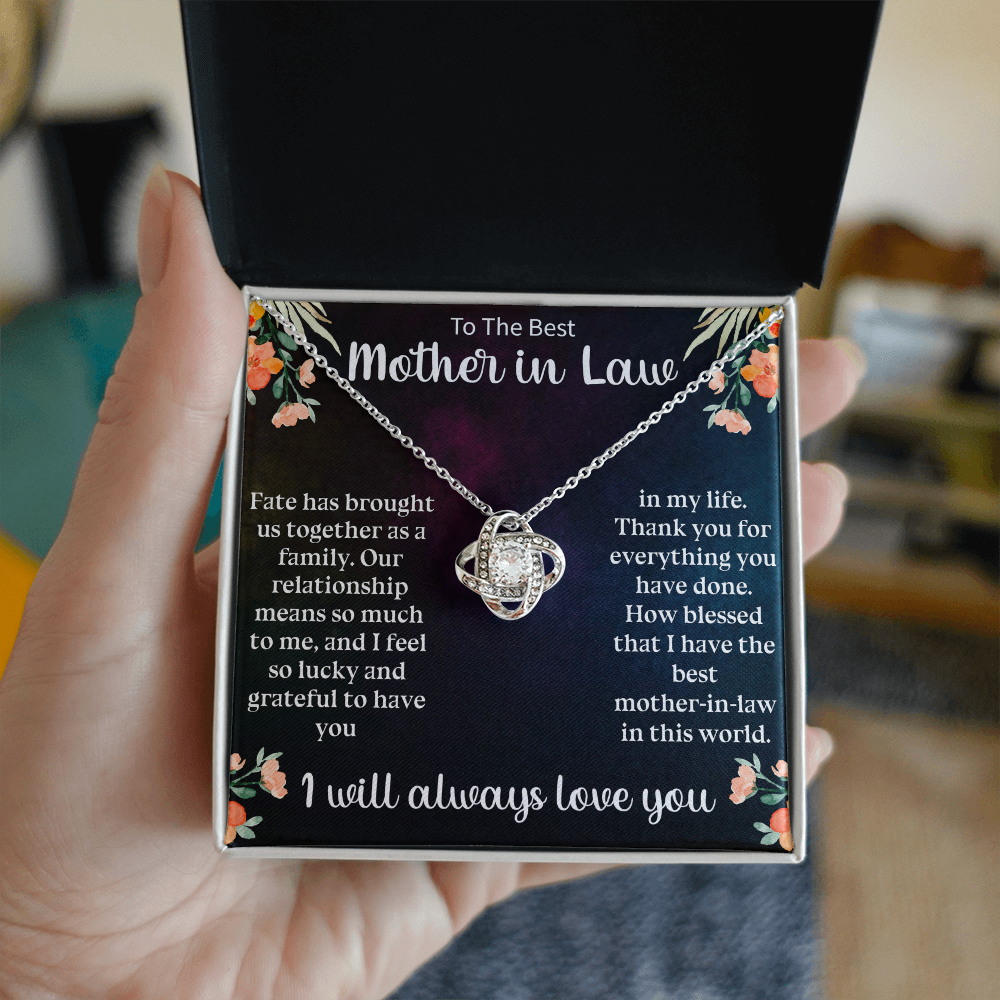 Best Mother-in-Law Gift Love Knot Necklace – Thank You Mother-in-Law Jewelry for Birthday or Mother's Day