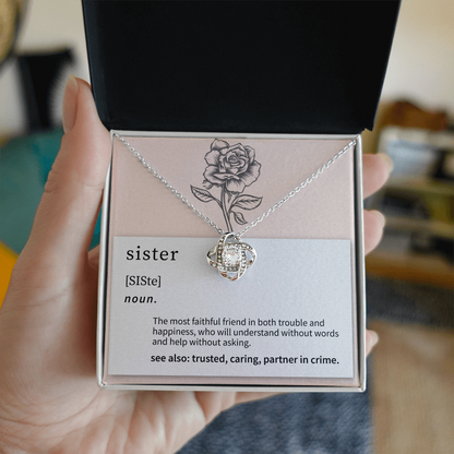 Sister Definition Love Knot Necklace