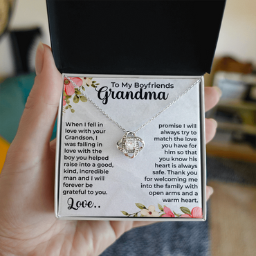 To My Boyfriend's Grandma Love Knot Necklace, Mothers day Gift Ideas for Boyfriend's Grandmother, Gifts for Boyfriend's Grandma, Grandparents Day, Thank You Gift