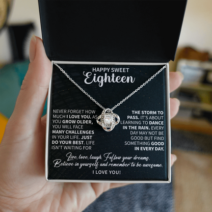 Happy sweet Eighteen Love Knot Necklace