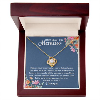 To my beautiful memaw Love Knot Necklace - The Perfect Gift for Your MeMaw - Necklace for Memaw, Memaw, Pendant, Granny Christmas Pendant, Grandmother
