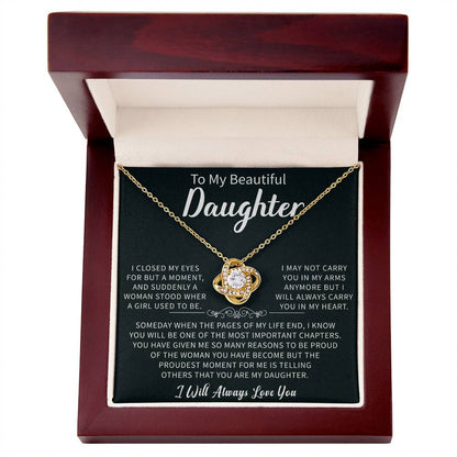 To my Beautiful Daughter Love Knot Necklace - Gifts for Beautiful Daughter