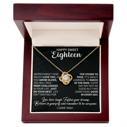 Happy sweet Eighteen Love Knot Necklace