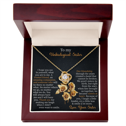 To my unbiological sister Love Knot Necklace