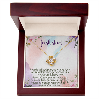 Fresh Start Love Knot Necklace – New Beginning Gift – Encouragement Jewelry with Inspirational Message Card