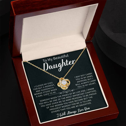 To my Beautiful Daughter Love Knot Necklace - Gifts for Beautiful Daughter