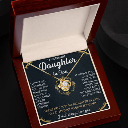 To my Beautiful Daughter in Law Love Knot Necklace - Gifts for Daughter in Law