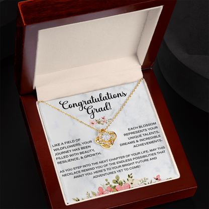Congratulation grad necklace, Thoughtful Congratulations Graduation Message Card Love Knot Necklace Gifts for Her Women, Behind You All Your Memories Dreams Love Good Wishes Inspirational Gifts Congratulate the Special Graduate