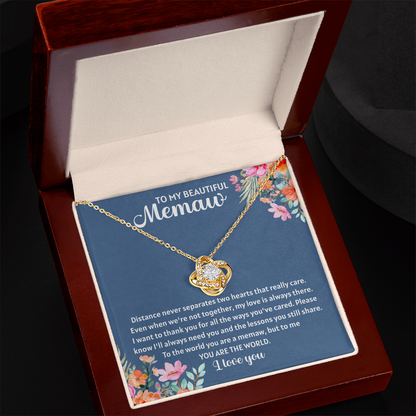 To my beautiful memaw Love Knot Necklace - The Perfect Gift for Your MeMaw - Necklace for Memaw, Memaw, Pendant, Granny Christmas Pendant, Grandmother
