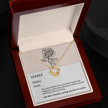 Sister Definition Love Knot Necklace