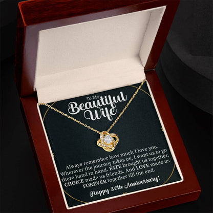 Happy 36th Anniversary Love Knot Necklace - 36th Anniversary gifts