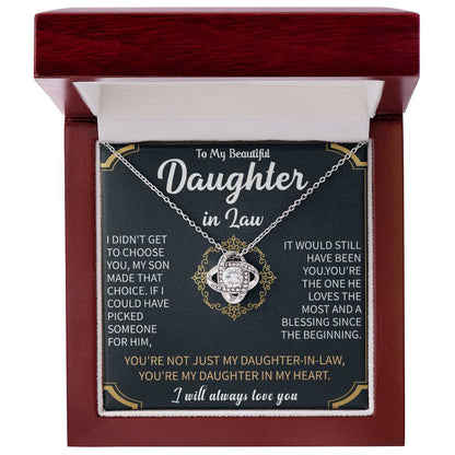 To my Beautiful Daughter in Law Love Knot Necklace - Gifts for Daughter in Law