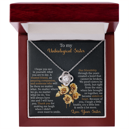 To my unbiological sister Love Knot Necklace