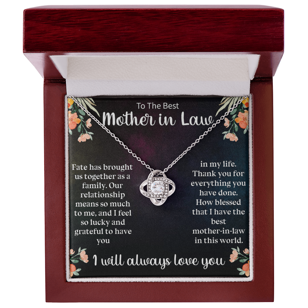 Best Mother-in-Law Gift Love Knot Necklace – Thank You Mother-in-Law Jewelry for Birthday or Mother's Day