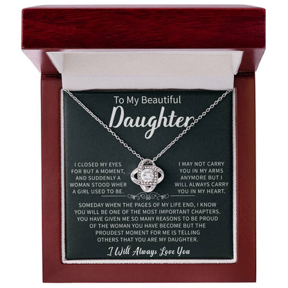 To my Beautiful Daughter Love Knot Necklace - Gifts for Beautiful Daughter