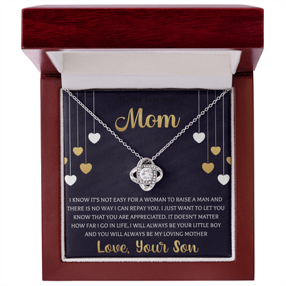 To My Best Mom Necklace Love Knot Necklace Gift For Mom From Son