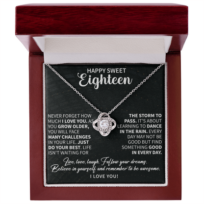 Happy sweet Eighteen Love Knot Necklace