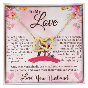 To My Love Interlocking Hearts Necklace – Romantic Gift for Her – Anniversary, Valentine's Day, or Birthday Jewelry