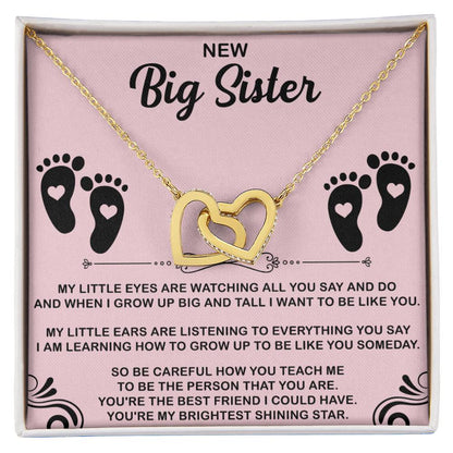 New Big Sister Interlocking Hearts Necklace - Big Sister gifts