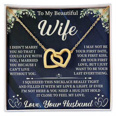 To My Beautiful Wife Interlocking Hearts Necklace – Romantic Gift for Wife – Anniversary, Birthday, or Valentine Jewelry