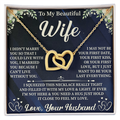 To My Beautiful Wife Interlocking Hearts Necklace – Romantic Gift for Wife – Anniversary, Birthday, or Valentine Jewelry
