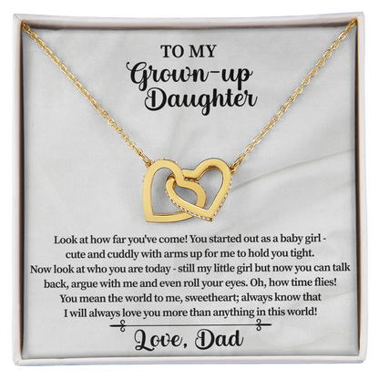 Daughter Gift from Dad, Father Daughter Necklace with Message Card, Birthday Gift for Daughter, to My Daughter Jewelry Gift, Valentines Day Gift for Daughter, Grown Up Girls Gifts