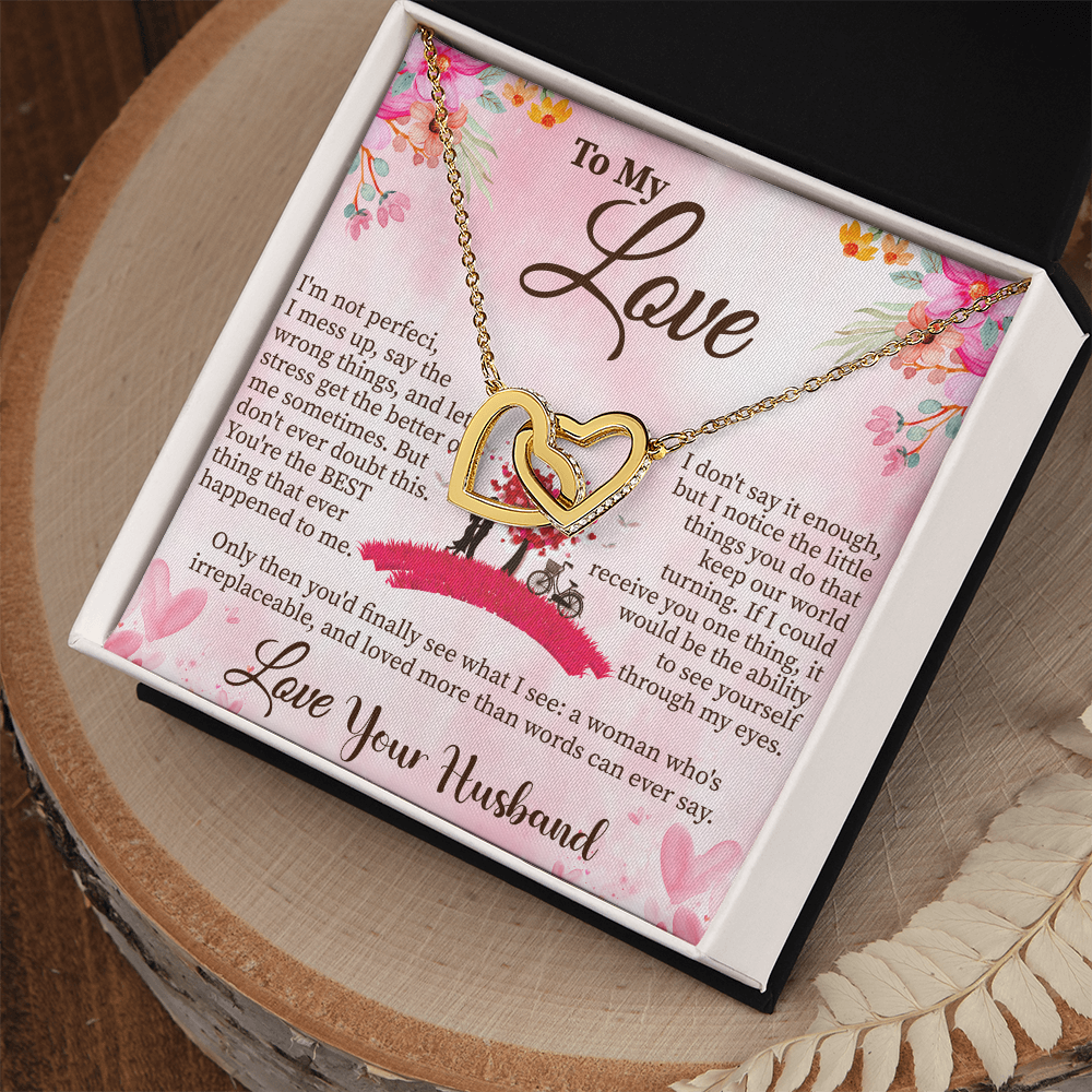 To My Love Interlocking Hearts Necklace – Romantic Gift for Her – Anniversary, Valentine's Day, or Birthday Jewelry