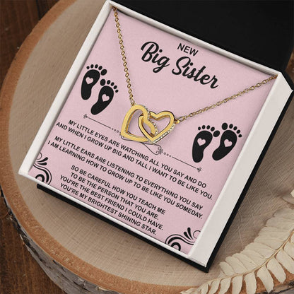 New Big Sister Interlocking Hearts Necklace - Big Sister gifts