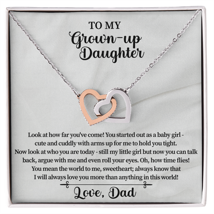 Daughter Gift from Dad, Father Daughter Necklace with Message Card, Birthday Gift for Daughter, to My Daughter Jewelry Gift, Valentines Day Gift for Daughter, Grown Up Girls Gifts