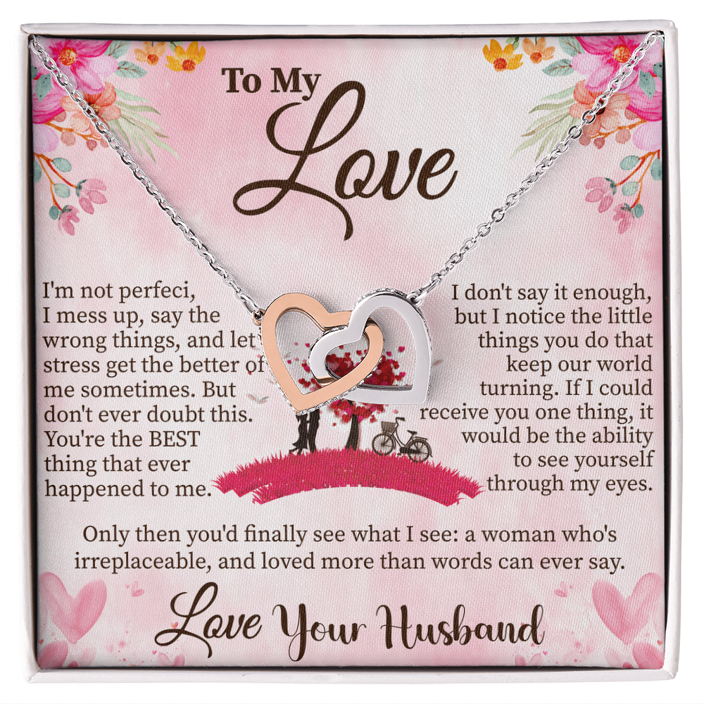 To My Love Interlocking Hearts Necklace – Romantic Gift for Her – Anniversary, Valentine's Day, or Birthday Jewelry