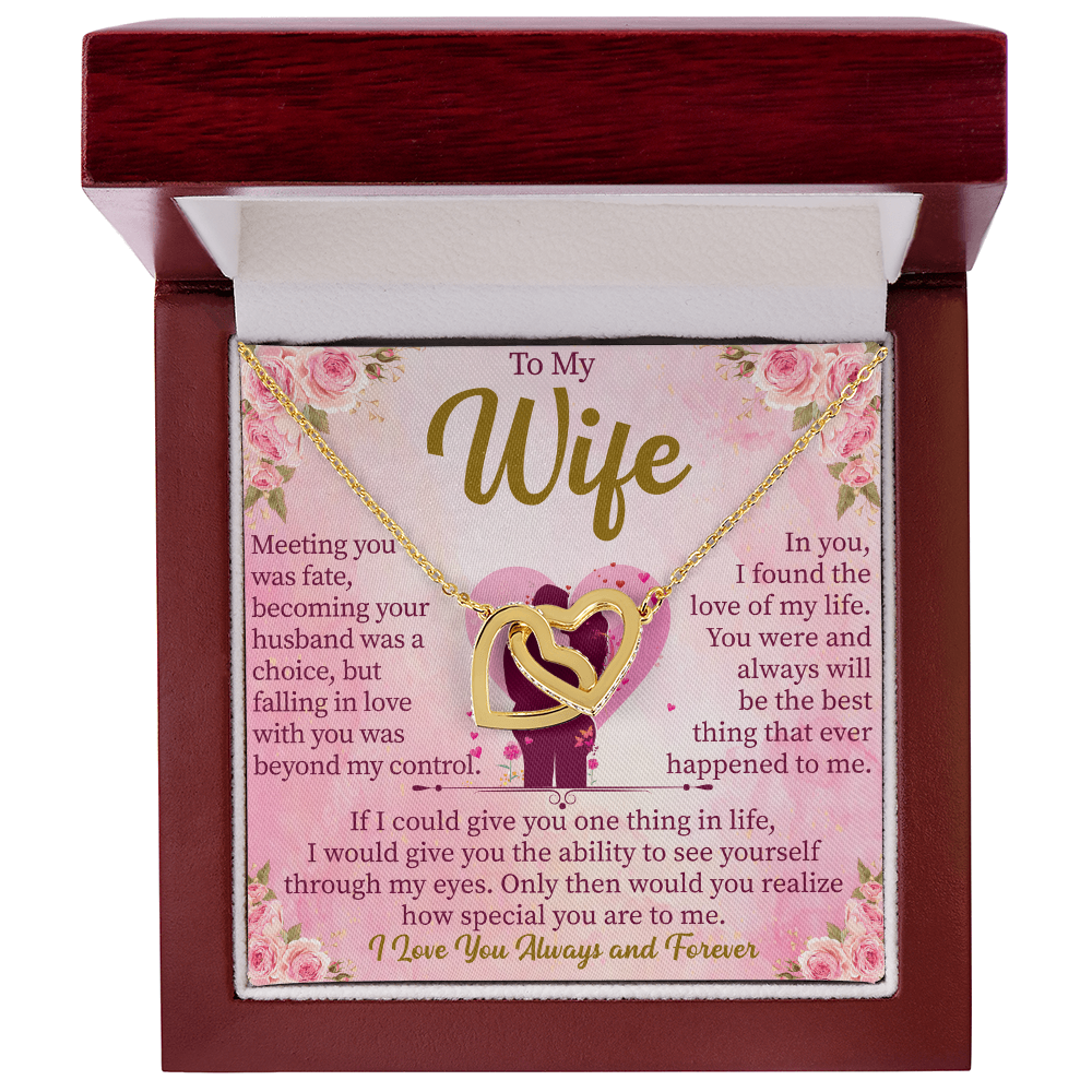 To My Wife Interlocking Hearts Necklace, Soulmate Wife Gift, Anniversary Gift for Wife, Two Hearts Jewelry, Birthday Gift for Her, Romantic Gift