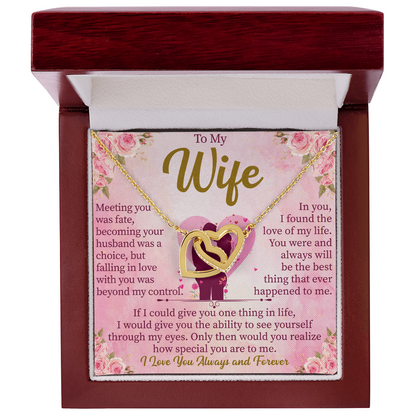 To My Wife Interlocking Hearts Necklace, Soulmate Wife Gift, Anniversary Gift for Wife, Two Hearts Jewelry, Birthday Gift for Her, Romantic Gift