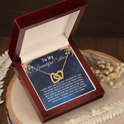 To My Beautiful Niece, Interlocking Hearts Necklace Message Card, Straighten Your Crown Necklace, Aunt Niece Necklace, Niece Birthday Gift