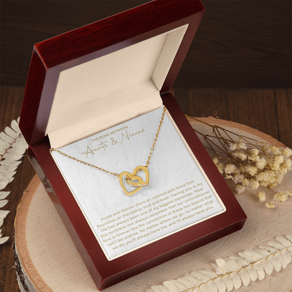 The Bond Between Aunt and Niece Interlocking Hearts Necklace, This Necklace Is A Reminder That Side By Side Or Miles Apart, We Are Connected By Heart