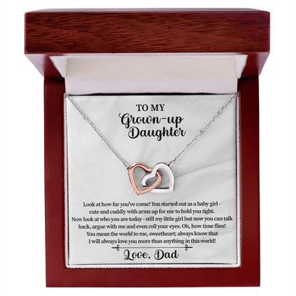 Daughter Gift from Dad, Father Daughter Necklace with Message Card, Birthday Gift for Daughter, to My Daughter Jewelry Gift, Valentines Day Gift for Daughter, Grown Up Girls Gifts