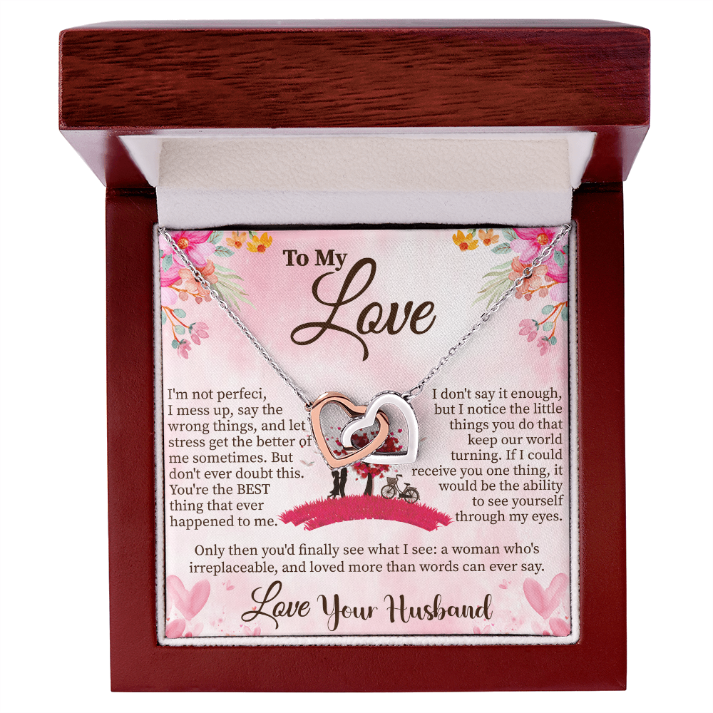 To My Love Interlocking Hearts Necklace – Romantic Gift for Her – Anniversary, Valentine's Day, or Birthday Jewelry