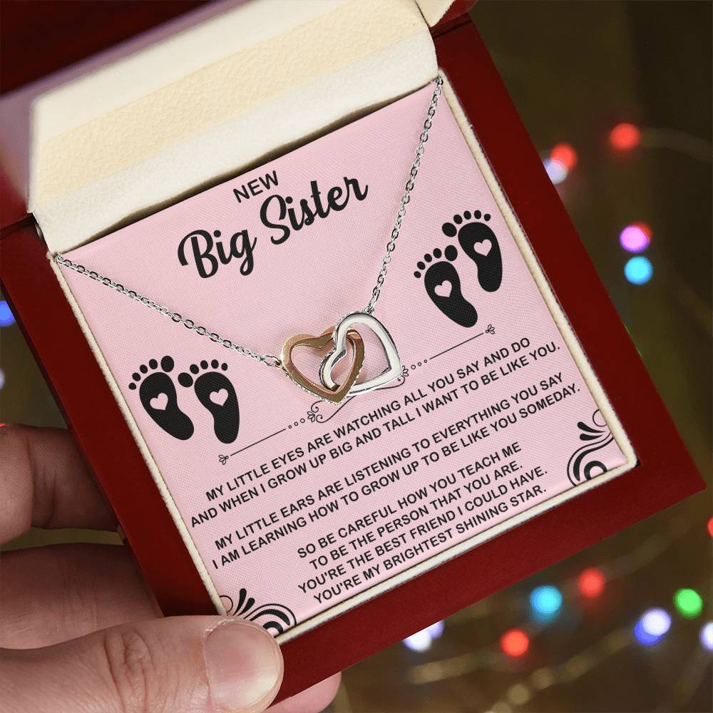 New Big Sister Interlocking Hearts Necklace - Big Sister gifts