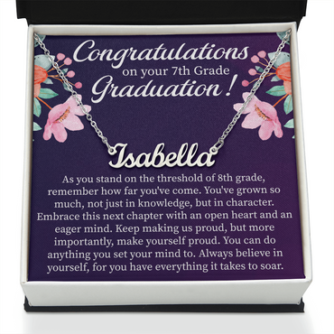 Congratulations on Your 7th Grade Graduation Custom Name Necklace – Personalized Graduation Gift – Name Jewelry Keepsake
