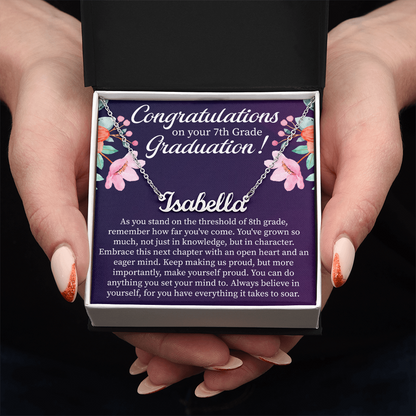 Congratulations on Your 7th Grade Graduation Custom Name Necklace – Personalized Graduation Gift – Name Jewelry Keepsake