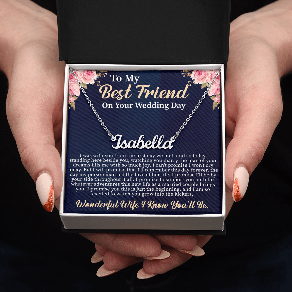 To My Best Friend on Your Wedding Day Custom Name Necklace – Personalized Wedding Gift for Bride – Meaningful Jewelry