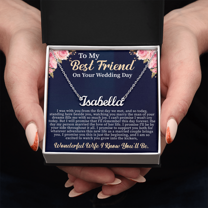 To My Best Friend on Your Wedding Day Custom Name Necklace – Personalized Wedding Gift for Bride – Meaningful Jewelry