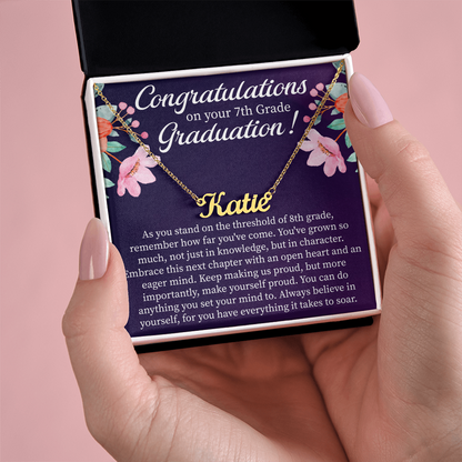Congratulations on Your 7th Grade Graduation Custom Name Necklace – Personalized Graduation Gift – Name Jewelry Keepsake
